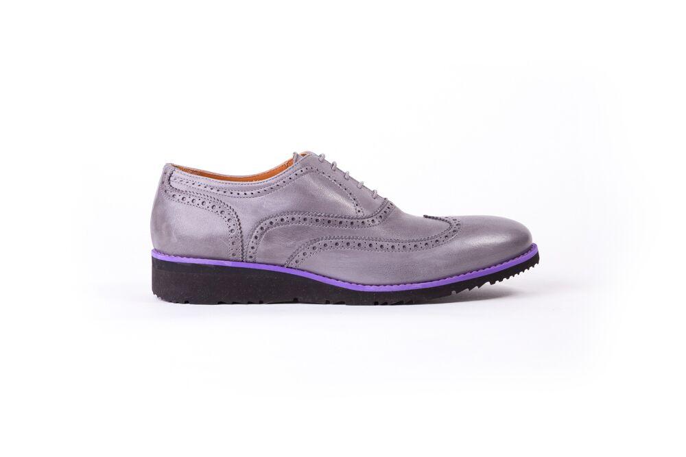 2017 Men's Grey & Purple Accented wedge sole Brogue Wingtip
