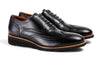 Men's Black & Tan Accented Brogue Wingtip on Black Wedge sole (EX-35)