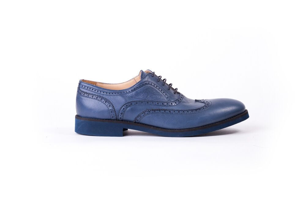 Men's Blue 8414 Brogue Wingtip on Blue Celeste Micro Sole (EX-32)