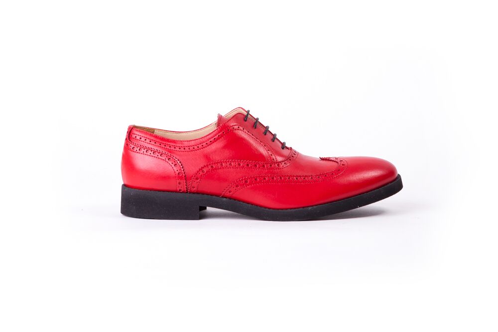 Men's Rosso Brogue Wingtip on Black Classic Sole (EX-31)
