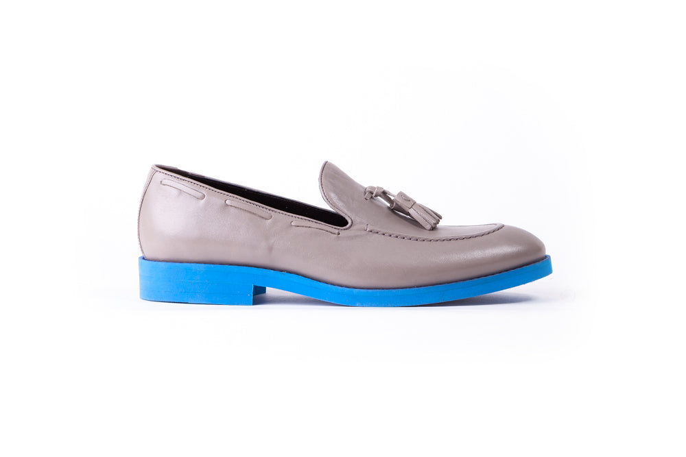 Men's Grey & Blue Tassel Loafer with Blue Sole ( EX-151)