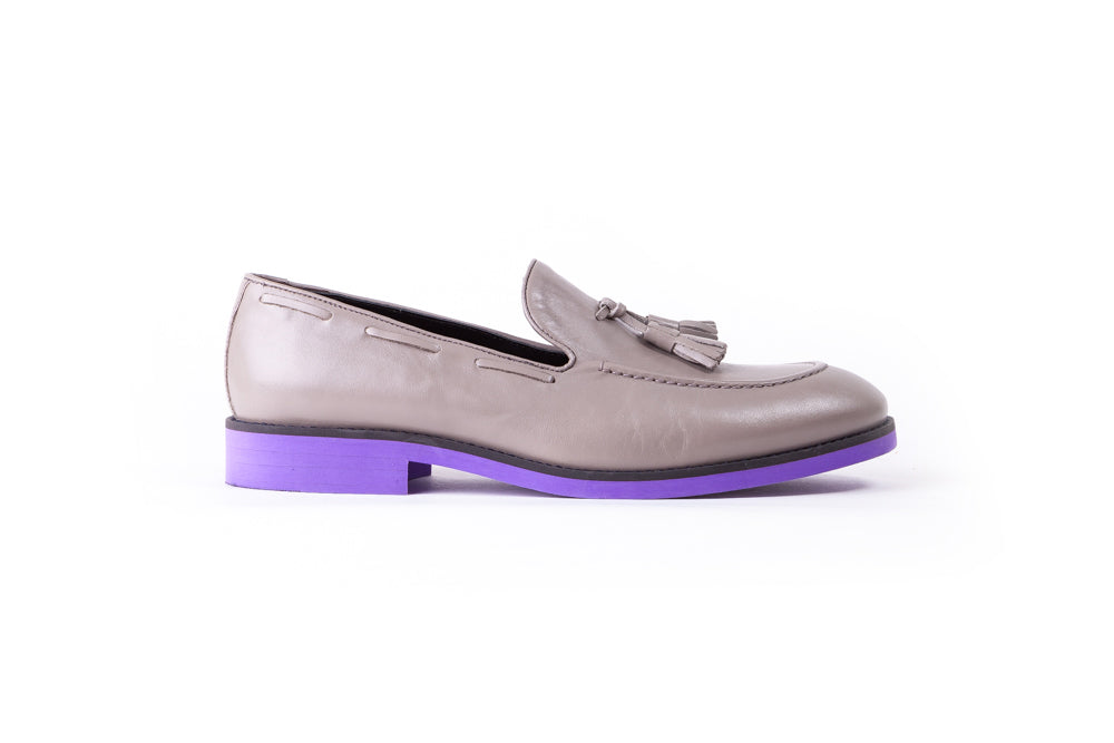 2017 Men's Grey Tassel Loafer with Purple accented Sole