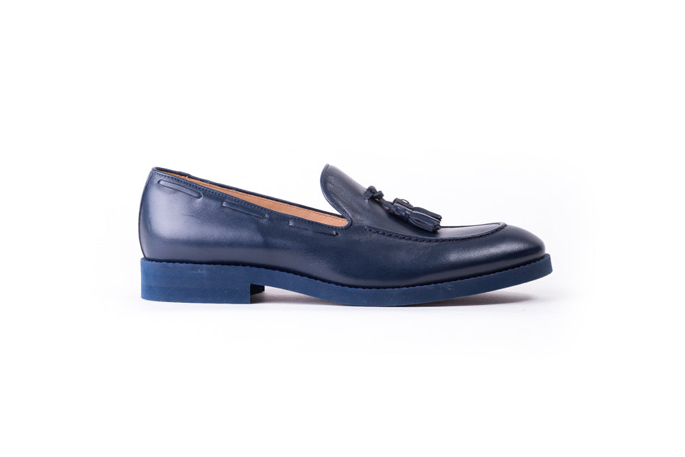 Men's Dark Blue Tassel Loafer with Blue Sole (EX-159)