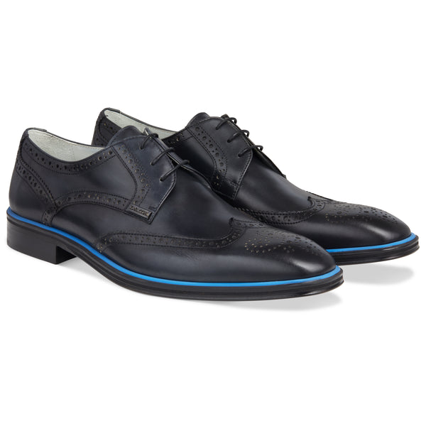 Men's Black - Ice - Azul, Derby  Wingtip, Leather Sole