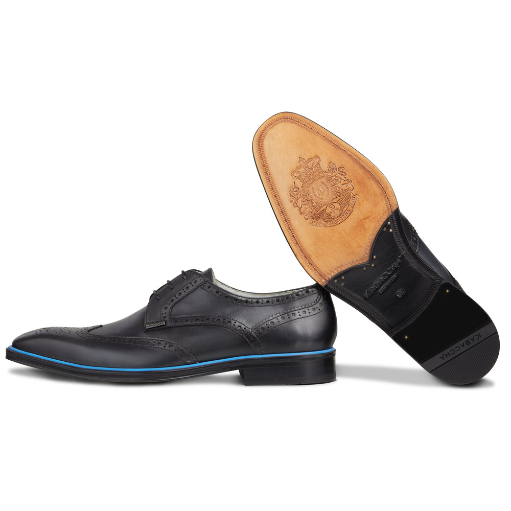Men's Black - Ice - Azul, Derby  Wingtip, Leather Sole