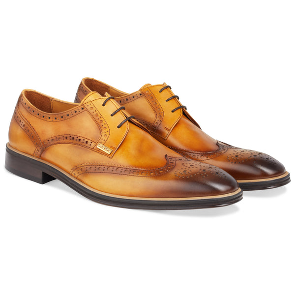 Men's Cuoio - Beige - Beige, Derby  Wingtip, Leather Sole