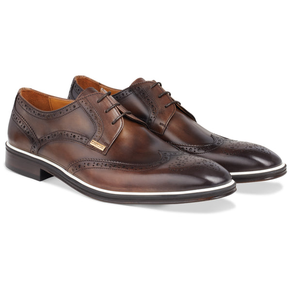 Men's T-Moro - Camel - White, Derby  Wingtip, Leather Sole