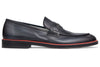 Men's Black Calf PENNY LOAFER on Black / Rosso Sole  Made in Italy