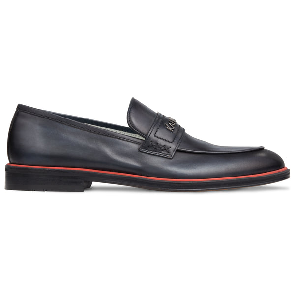 Men's Grey Calf Tassel Loafer, Rosso Accent / Blk EVA sole Made in Italy