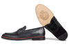 Men's Black Calf PENNY LOAFER on Black / Rosso Sole  Made in Italy