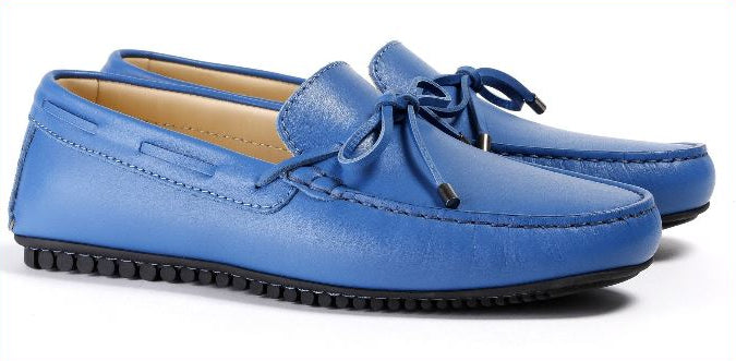 Men's Blue Driver Mocassin. Made In Italy