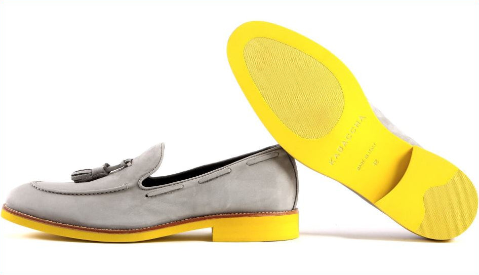Men's Grey Calf Tassel Loafer, Nat Accent / Lemone EVA sole Made in Italy