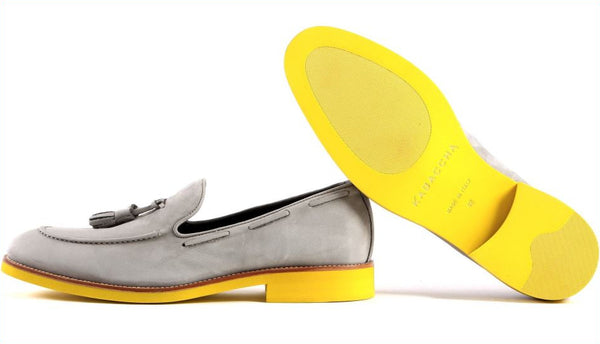 Men's Grey Calf Tassel Loafer, Nat Accent / Lemone EVA sole Made in Italy