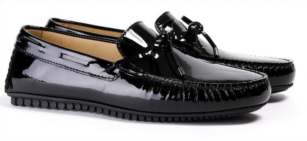 Men's Patent Black Driver Mocassin. Made in Italy