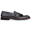 Men's Black Calf Tassel Loafer, Rosso Accent / AG leather sole Made in Italy