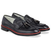 Men's Black Calf Tassel Loafer, Rosso Accent / AG leather sole Made in Italy
