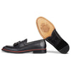 Men's Black Calf Tassel Loafer, Rosso Accent / AG leather sole Made in Italy