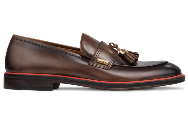 Men's T-Moro Calf Tassel Loafer, Rosso Accent / AG leather sole Made in Italy