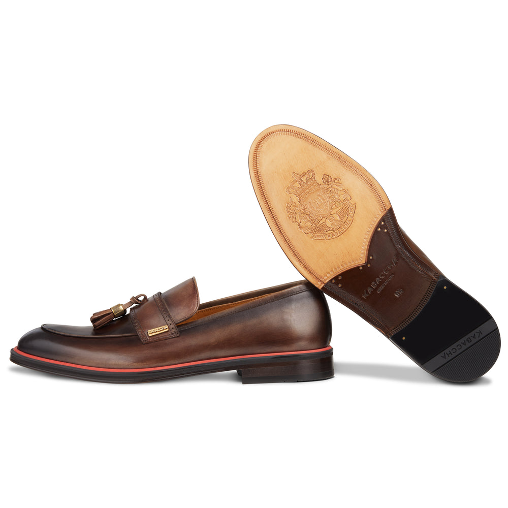 Men's T-Moro Calf Tassel Loafer, Rosso Accent / AG leather sole Made in Italy