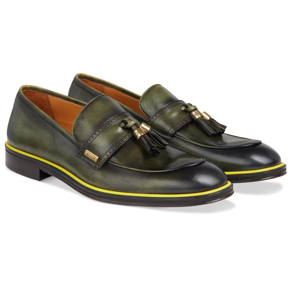 Men's Verde (Olive) Slip on Tassel Loafer
