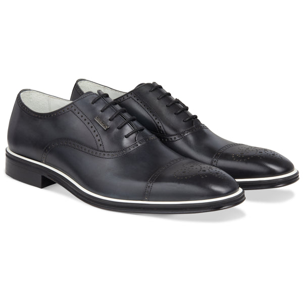 Men's Black - Ice - White, Oxford ToeCap, Leather Sole
