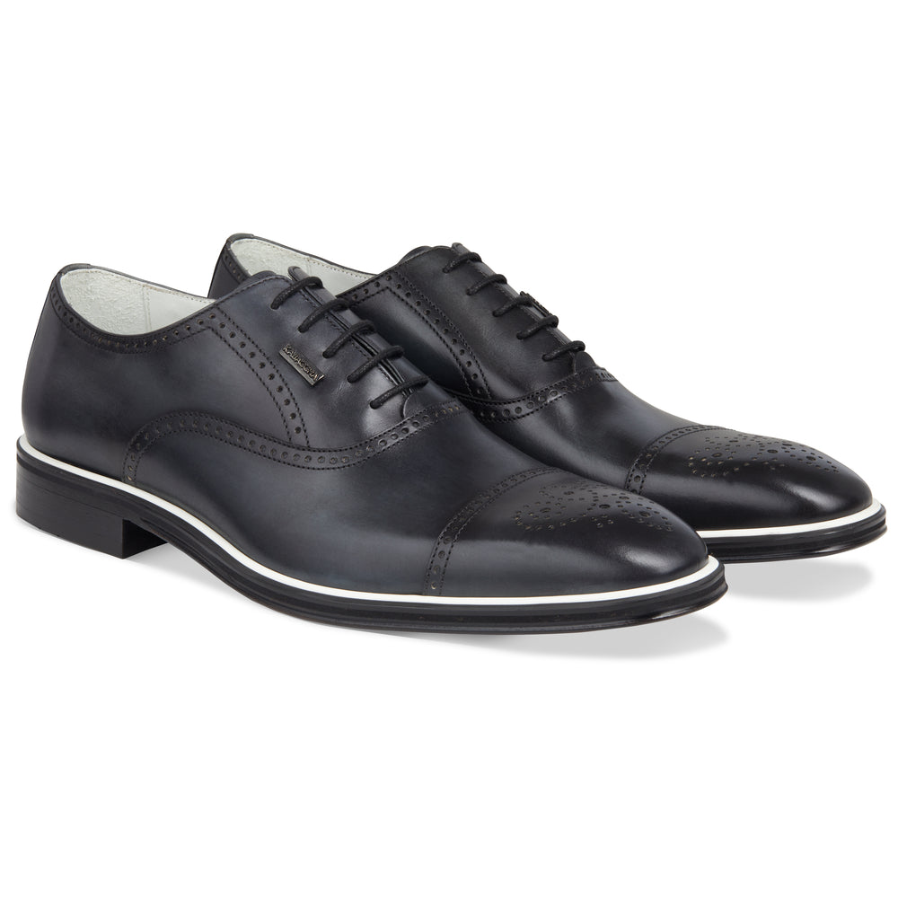 Men's Black - Ice - White, Oxford ToeCap, Leather Sole