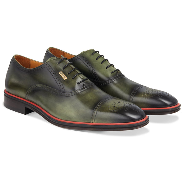 Men's Verde - Beige - Rosso, Oxford ToeCap, Leather Sole
