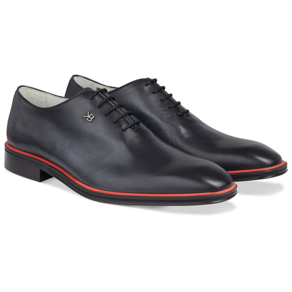 Men's Black - Ice _ Rosso, Oxford Whole Cut, Leather Sole