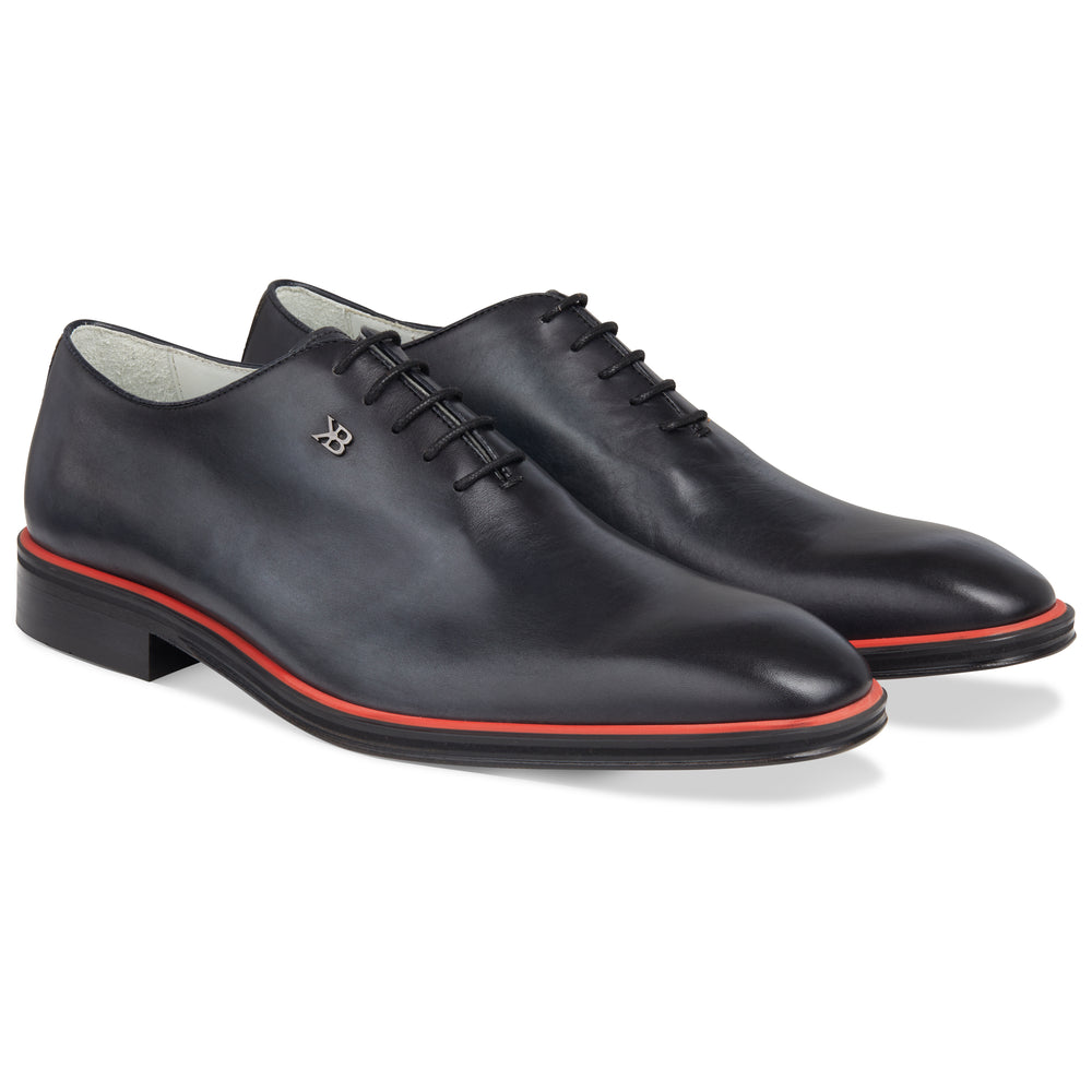 Men's Black - Ice _ Rosso, Oxford Whole Cut, Leather Sole