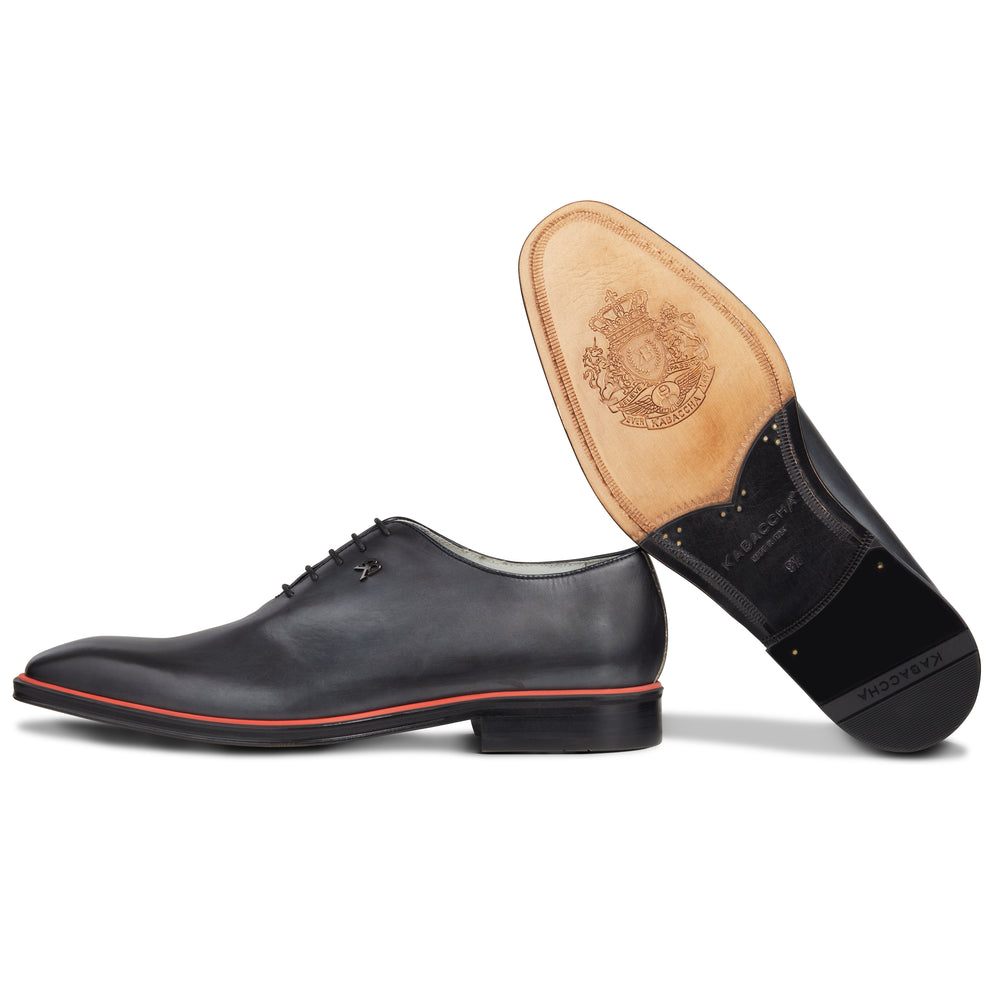 Men's Black - Ice _ Rosso, Oxford Whole Cut, Leather Sole