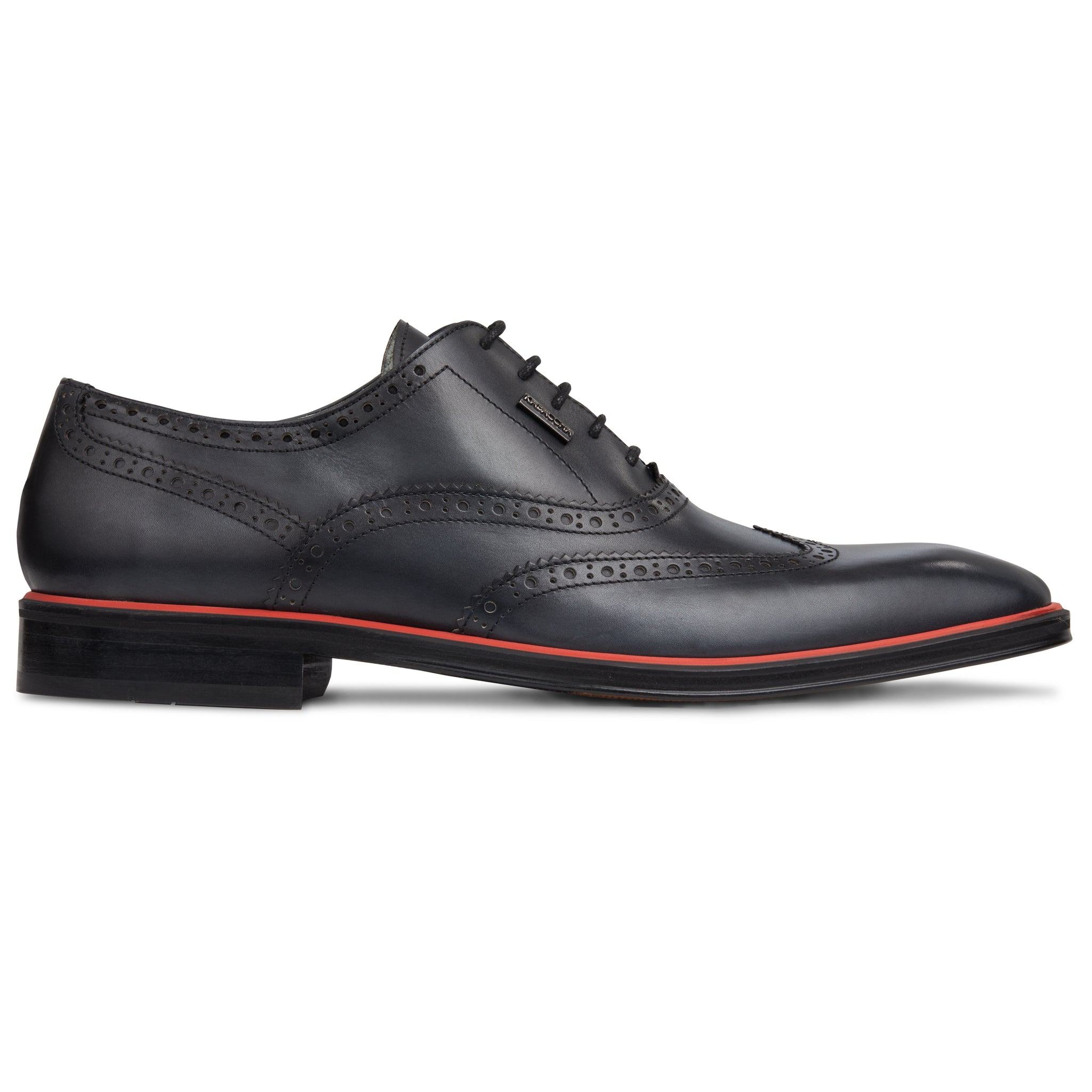 Men's Black - Ice - Rosso, Oxford half wingtip Leather Sole
