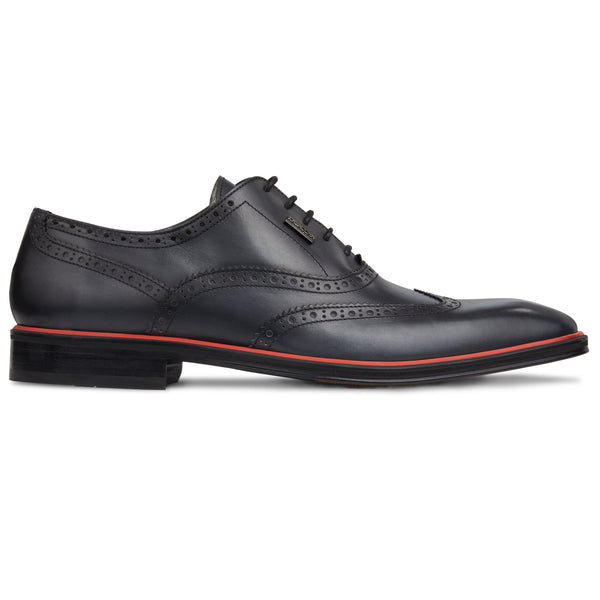 Men's Black - Ice - Rosso, Oxford half wingtip Leather Sole