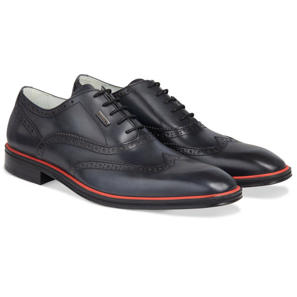 Men's Black - Ice - Rosso, Oxford half wingtip Leather Sole