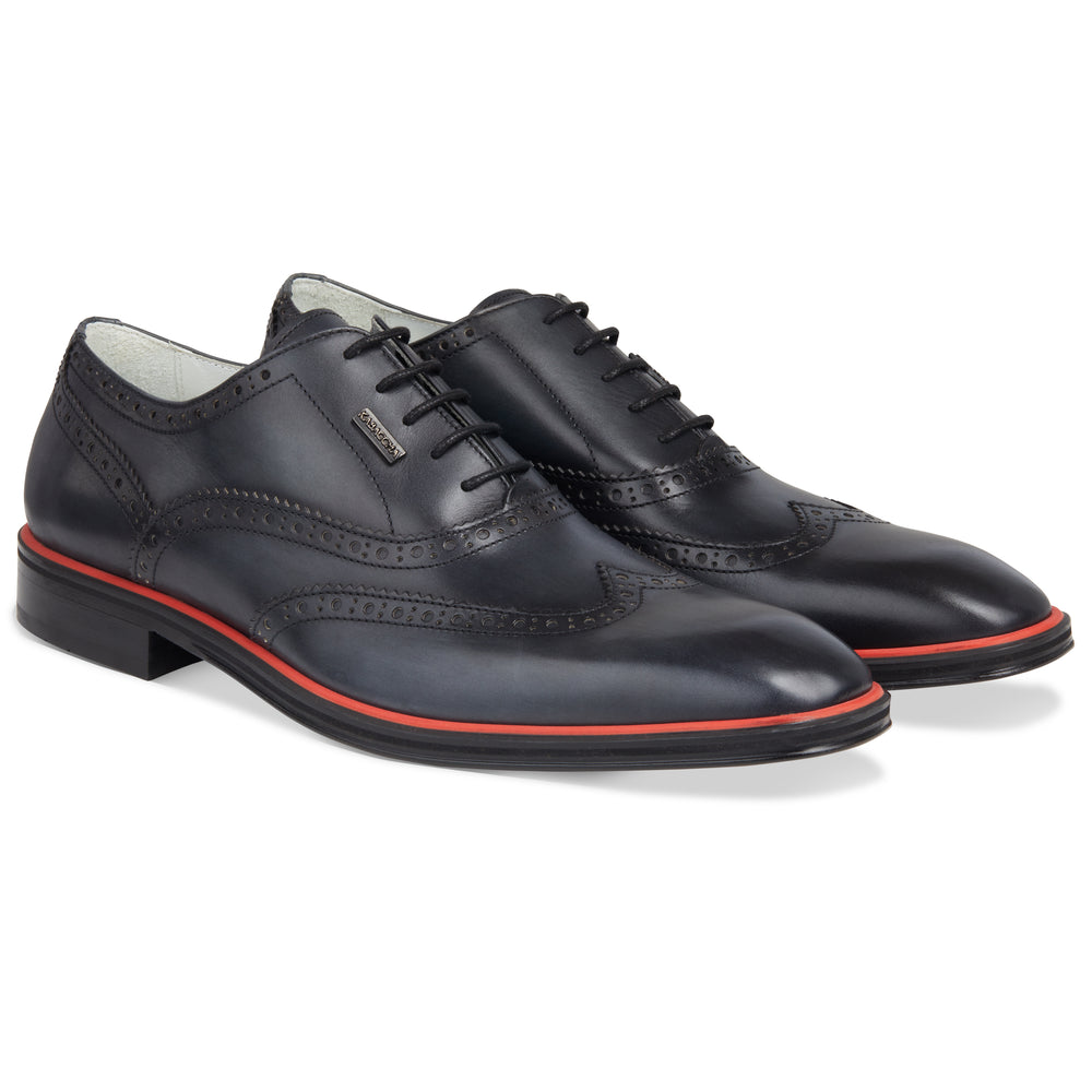 Men's Black - Ice - Rosso, Oxford half wingtip Leather Sole