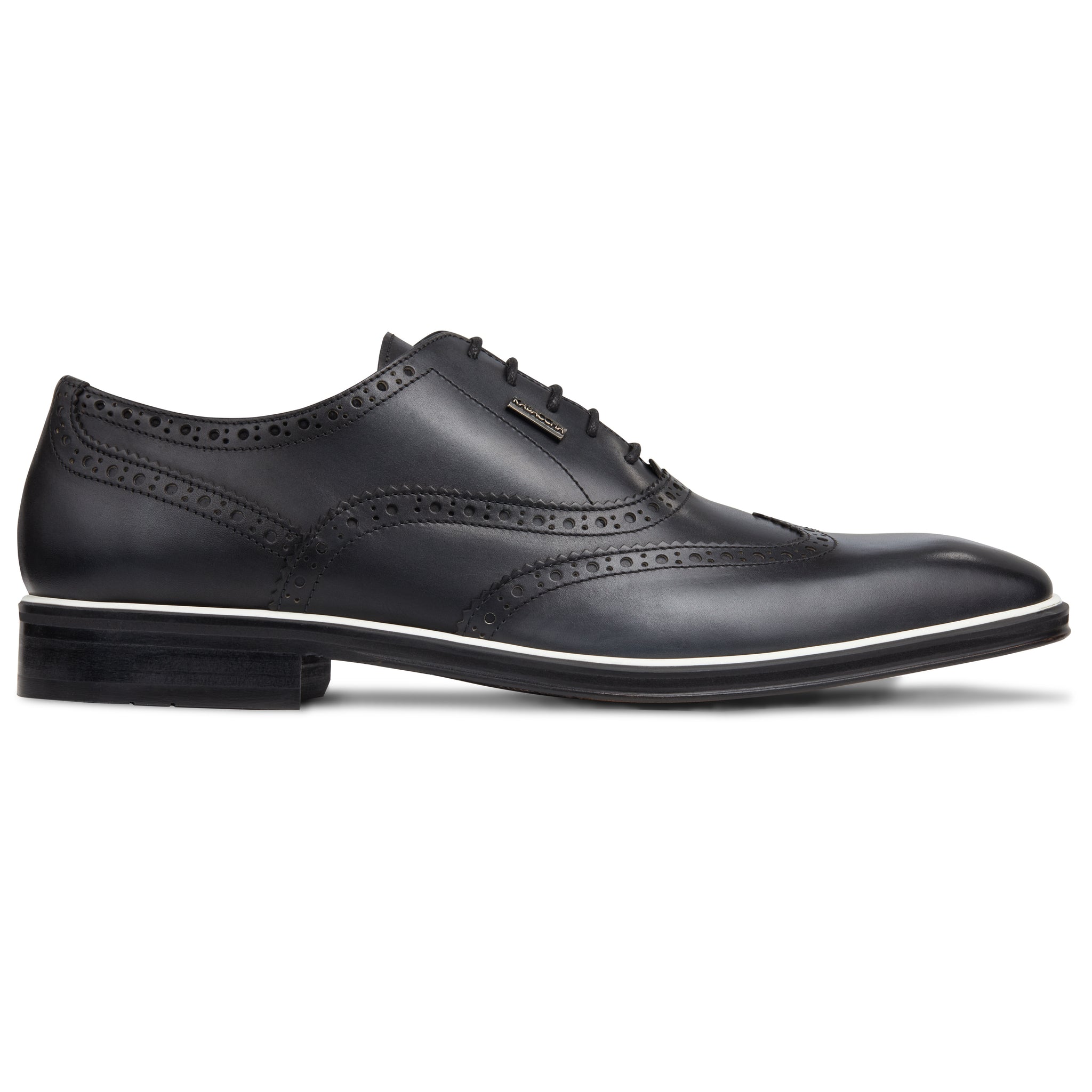 Men's Black - Ice - White, Oxford half wingtip Leather Sole