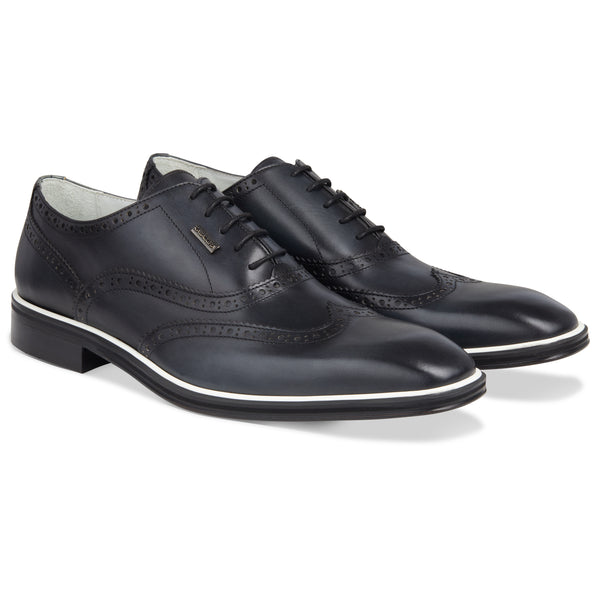 Men's Black - Ice - White, Oxford half wingtip Leather Sole