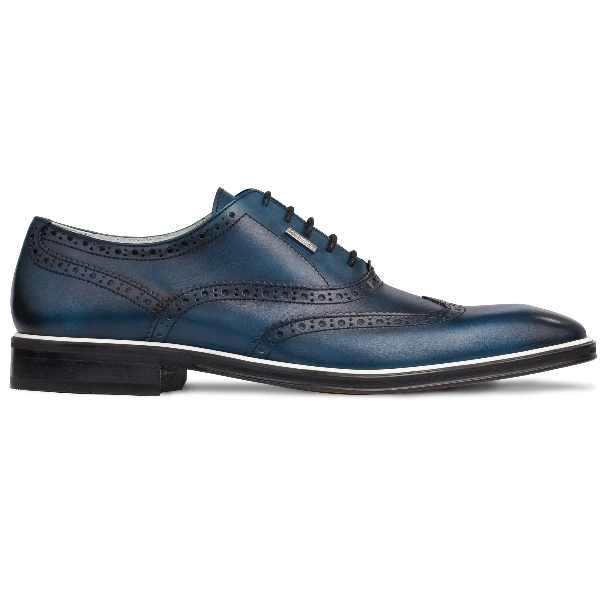 Men's Blue - Ice - Azul, Oxford half wingtip Leather Sole