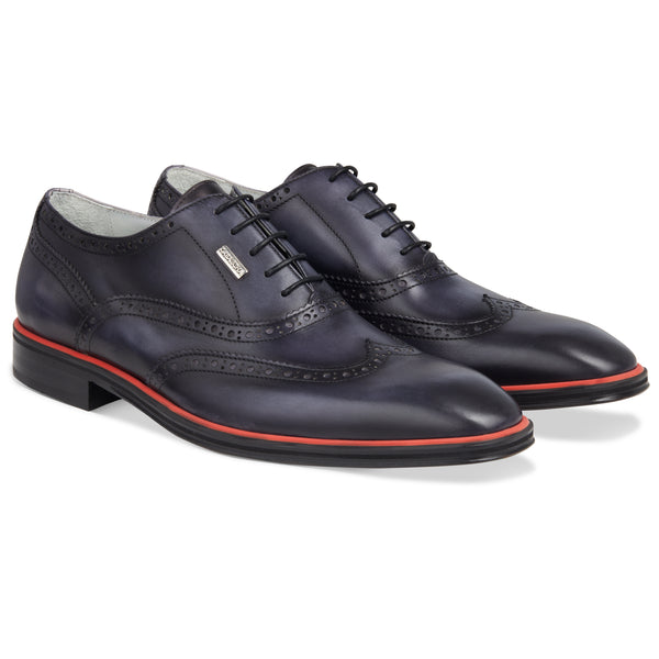 Men's Grey - Ice - Rosso, Oxford half wingtip Leather Sole