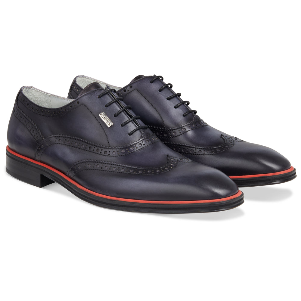 Men's Grey - Ice - Rosso, Oxford half wingtip Leather Sole