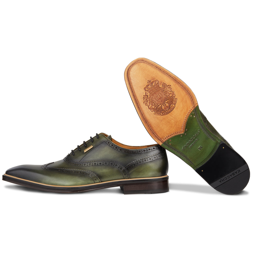 Men's Verde - Beige - Camel, Oxford half wingtip Leather Sole