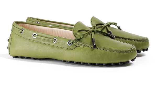 Woman's Green Driver Mocassin. Made in Italy