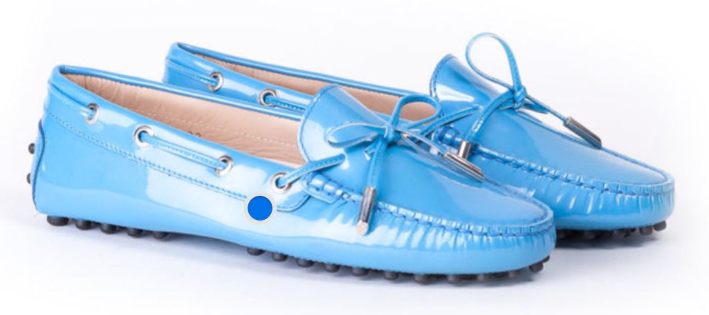 Woman's Patent Blue Driver Mocassin. Made in Italy
