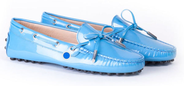 Woman's Patent Blue Driver Mocassin. Made in Iitaly