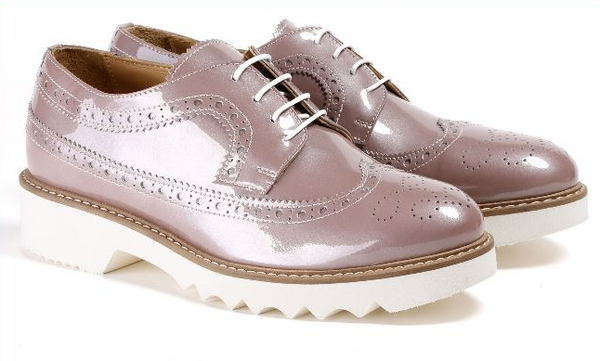 Woman's Patent Mauve  Derby Extended  Brouge Wingtip  Made in italy