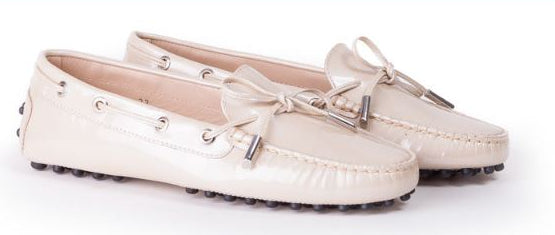 Woman's Patent Nude Driver Mocassin. Made in Italy