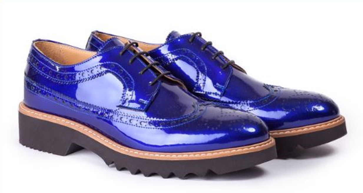 Woman's Patent Purple  Derby Extended  Brouge Wingtip  Made in italy