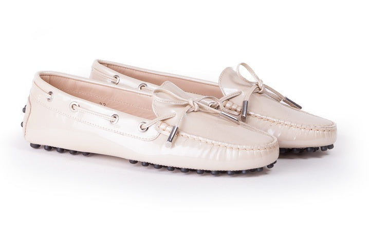 Woman's Patent White Driver Mocassin. Made in italy
