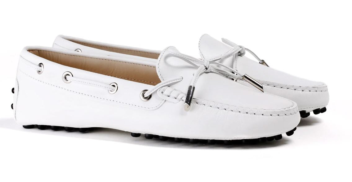 Woman's White Driver Mocassin. Made in Italy