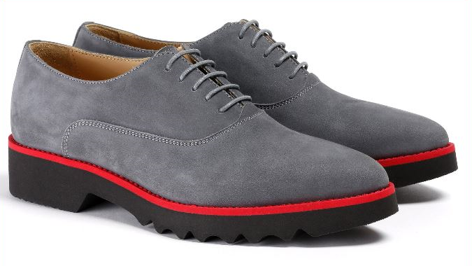 Women's Grey Nubuck, 3 Piece Oxford Laceup. Made in Italy