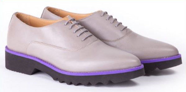 Women's Grey, 3 Piece Oxford Laceup. Made in Italy